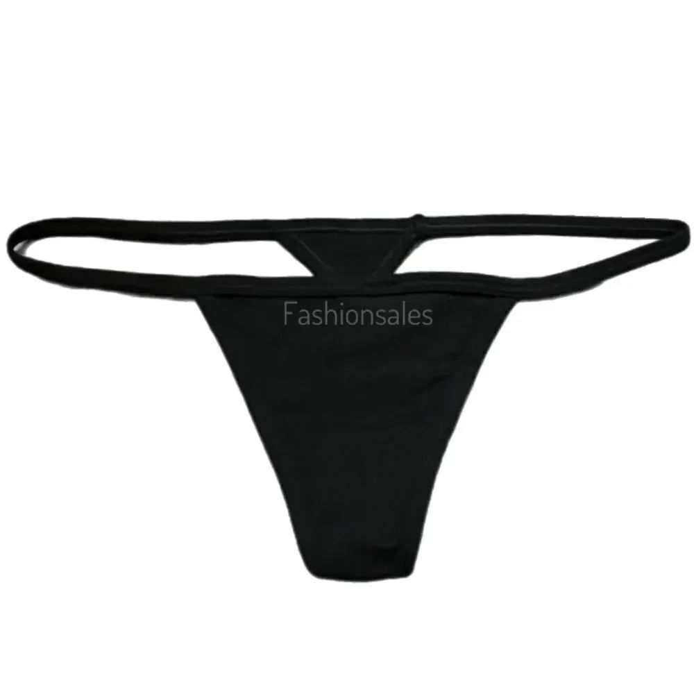 Victorias Secret Pink Soft Cotton Ribbed V String panty Black Medium